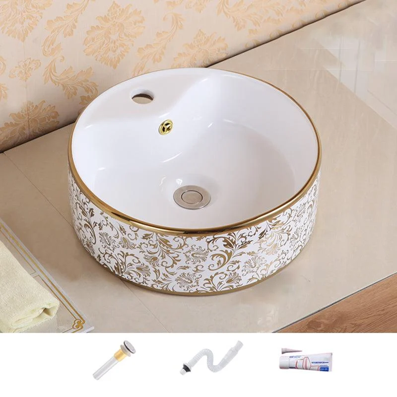 Traditional Vessel Sink Oval Porcelain with Pop-Up Drain Vessel Lavatory Sink -Bathlova