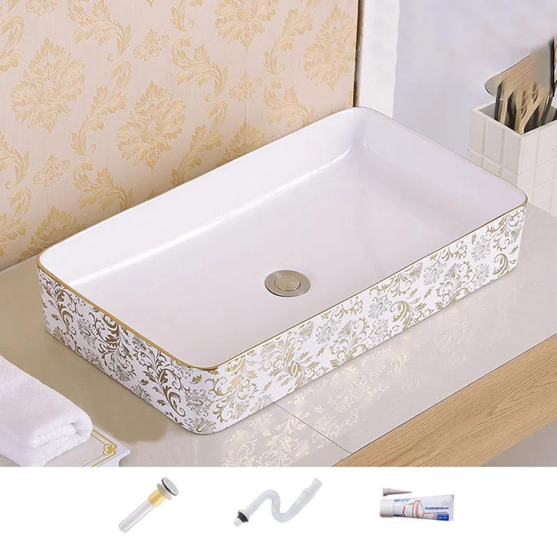 Traditional Vessel Sink Oval Porcelain with Pop-Up Drain Vessel Lavatory Sink -Bathlova