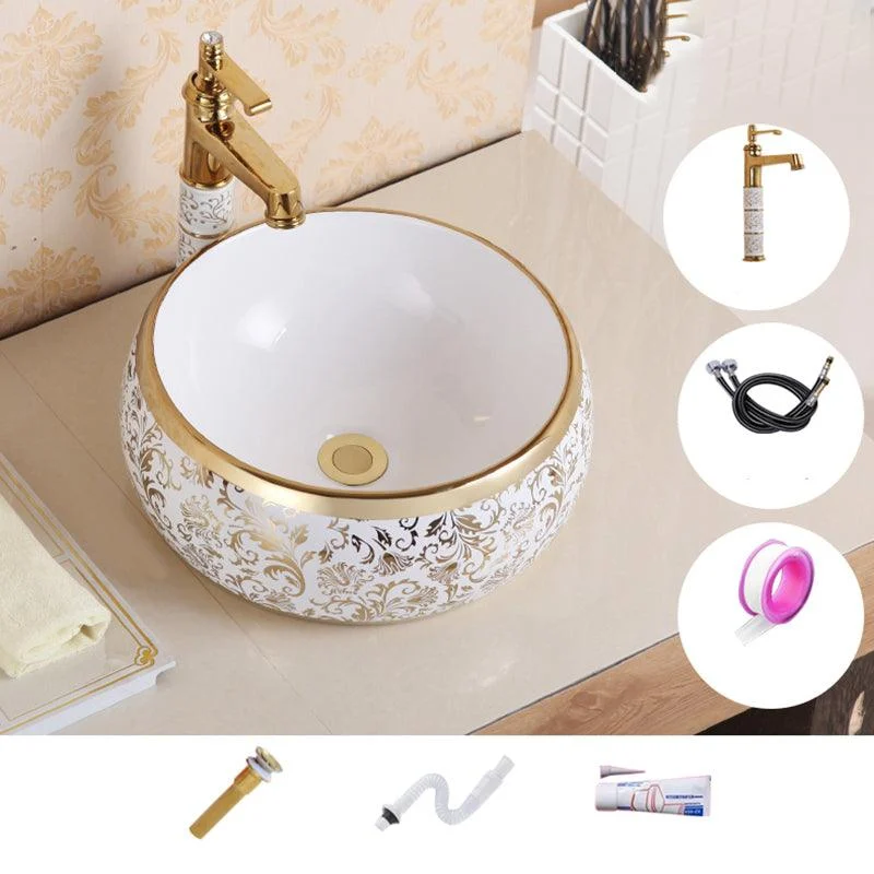 Traditional Vessel Sink Oval Porcelain with Pop-Up Drain Vessel Lavatory Sink -Bathlova