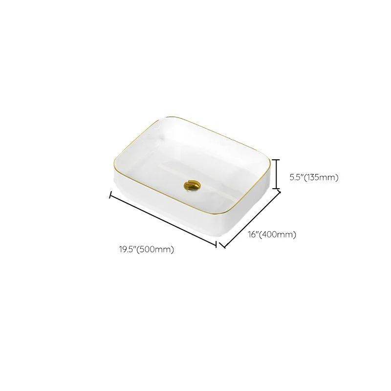 Traditional Vessel Sink Rectangular Porcelain with Overflow And Drain Assembly Wash Stand -Bathlova