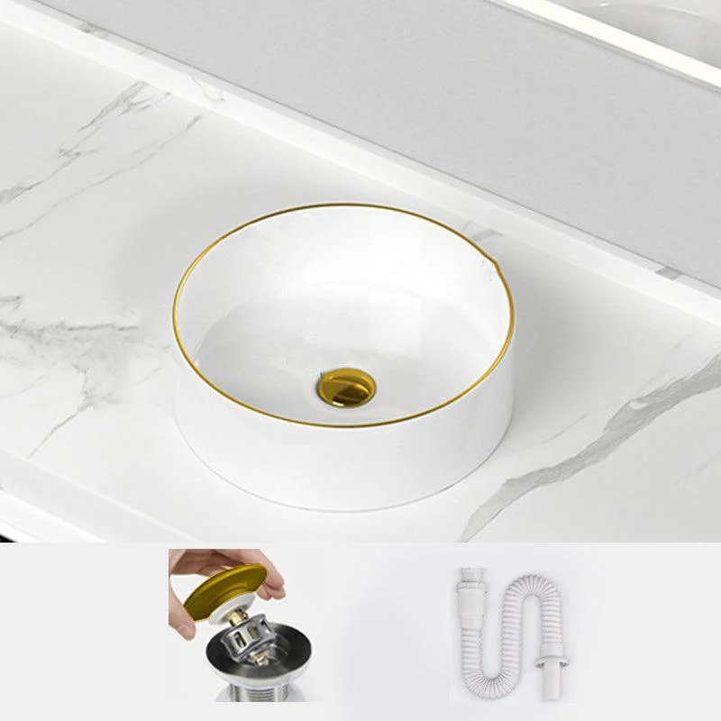 Traditional Vessel Sink Rectangular Porcelain with Overflow And Drain Assembly Wash Stand -Bathlova