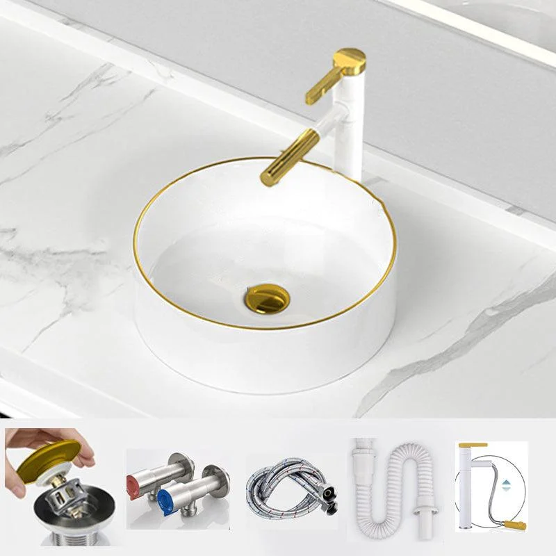 Traditional Vessel Sink Rectangular Porcelain with Overflow And Drain Assembly Wash Stand -Bathlova