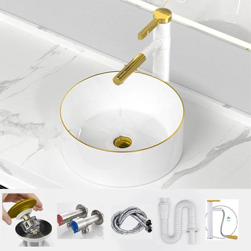 Traditional Vessel Sink Rectangular Porcelain with Overflow And Drain Assembly Wash Stand -Bathlova