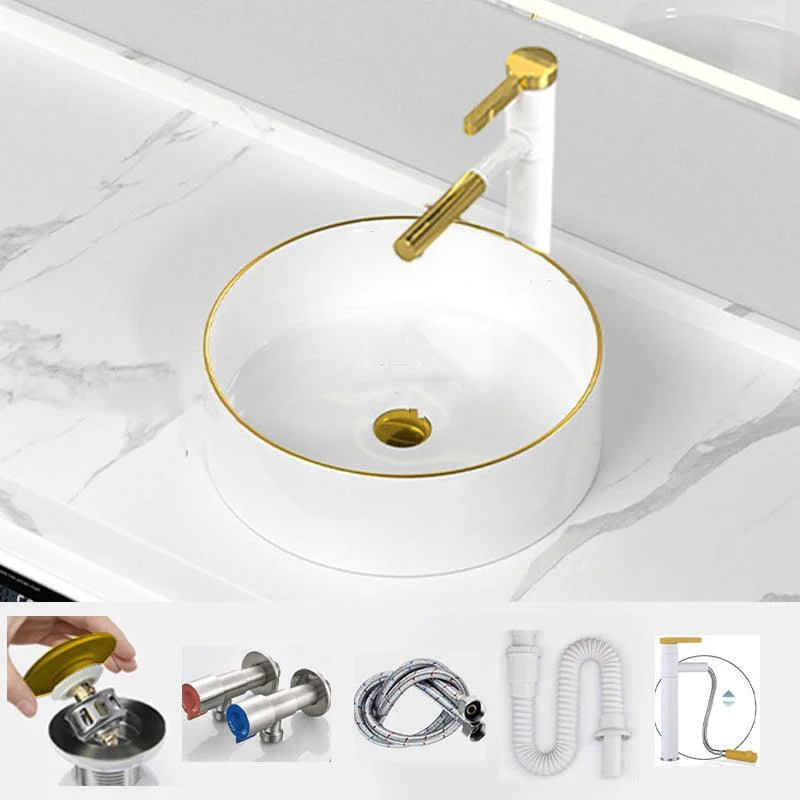 Traditional Vessel Sink Rectangular Porcelain with Overflow And Drain Assembly Wash Stand -Bathlova