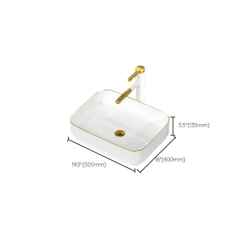 Traditional Vessel Sink Rectangular Porcelain with Overflow And Drain Assembly Wash Stand -Bathlova