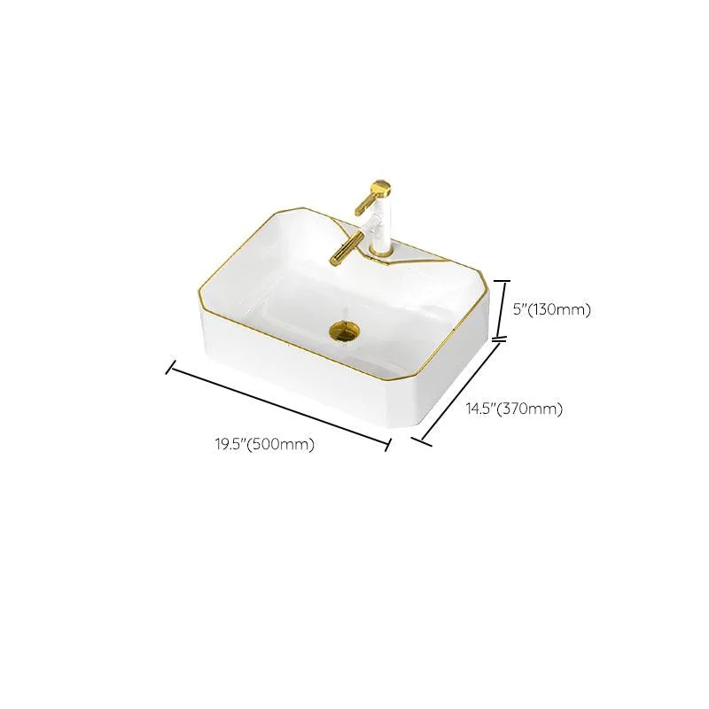 Traditional Vessel Sink Rectangular Porcelain with Overflow And Drain Assembly Wash Stand -Bathlova