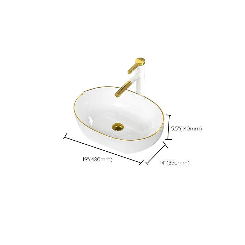 Traditional Vessel Sink Rectangular Porcelain with Overflow And Drain Assembly Wash Stand -Bathlova