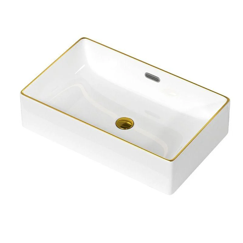 Traditional Vessel Sink Rectangular Porcelain with Overflow And Drain Assembly Wash Stand -Bathlova