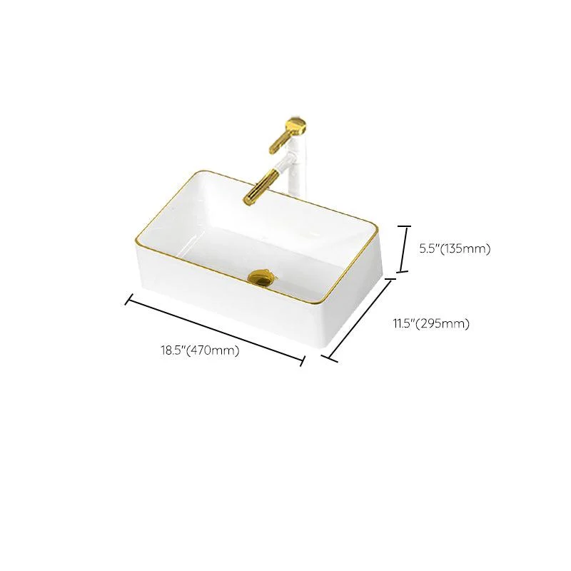 Traditional Vessel Sink Rectangular Porcelain with Overflow And Drain Assembly Wash Stand -Bathlova