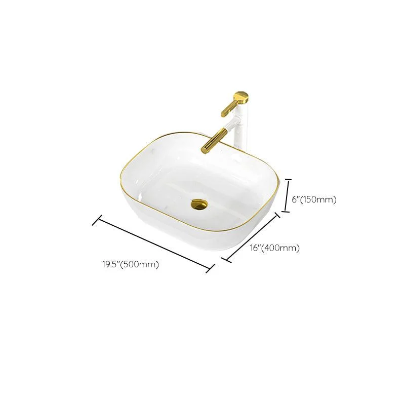 Traditional Vessel Sink Rectangular Porcelain with Overflow And Drain Assembly Wash Stand -Bathlova