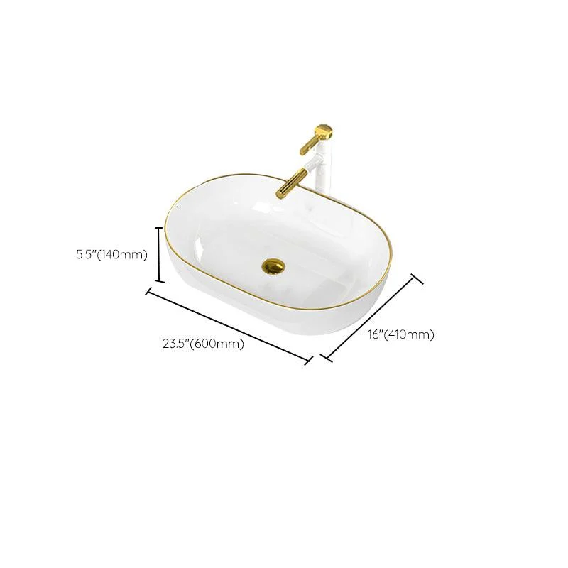 Traditional Vessel Sink Rectangular Porcelain with Overflow And Drain Assembly Wash Stand -Bathlova