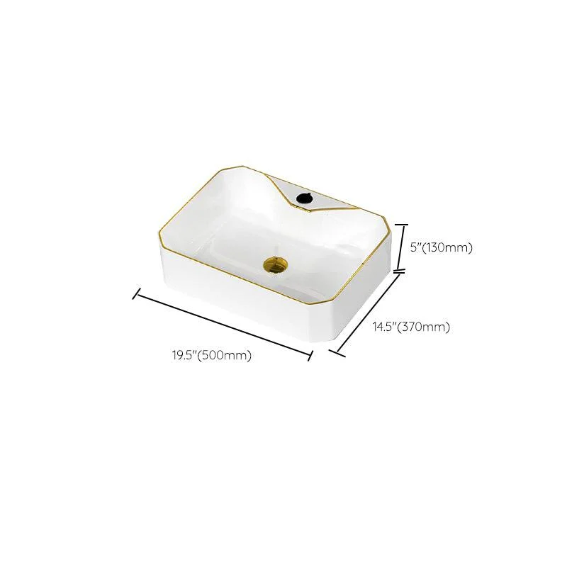 Traditional Vessel Sink Rectangular Porcelain with Overflow And Drain Assembly Wash Stand -Bathlova