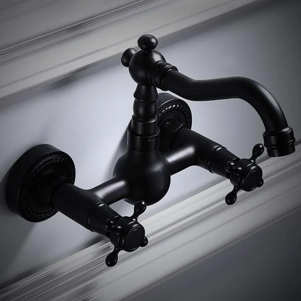 Traditional Wall Mounted Metal Tub Filler Low Arc Waterfall Bathroom Tap -Bathlova