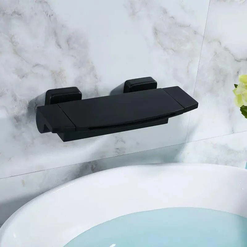 Traditional Wall Mounted Metal Tub Filler Low Arc Waterfall Tub Tap Trim -Bathlova