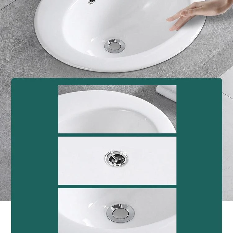 Traditional Wash Stand Oval Shape Porcelain with Pop-Up Drain Vessel Bathroom Sink -Bathlova