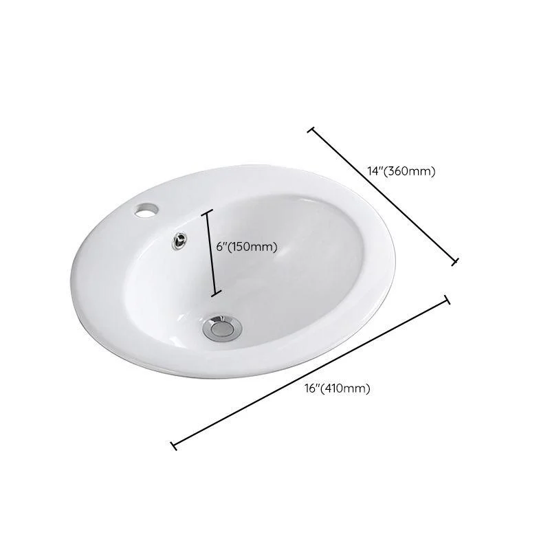 Traditional Wash Stand Oval Shape Porcelain with Pop-Up Drain Vessel Bathroom Sink -Bathlova