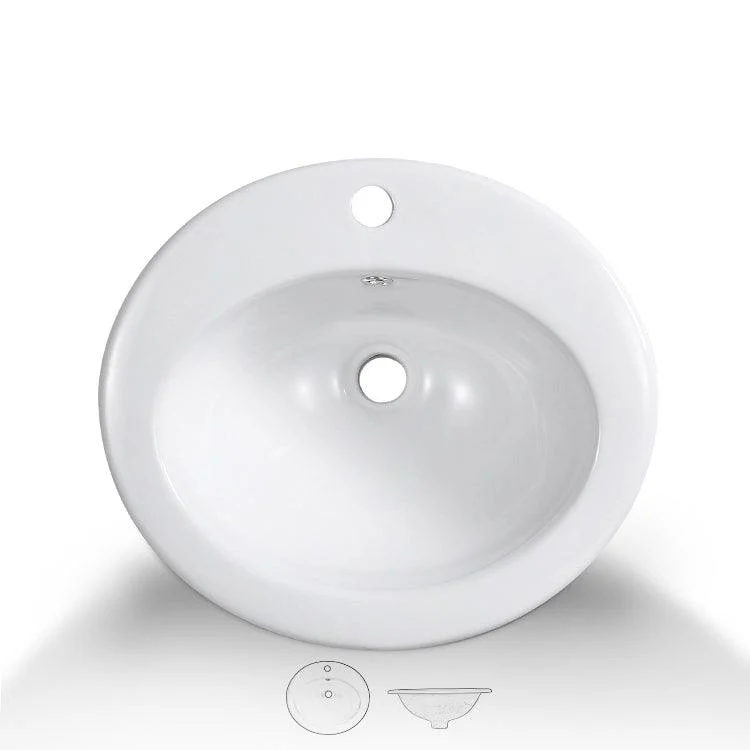 Traditional Wash Stand Oval Shape Porcelain with Pop-Up Drain Vessel Bathroom Sink -Bathlova