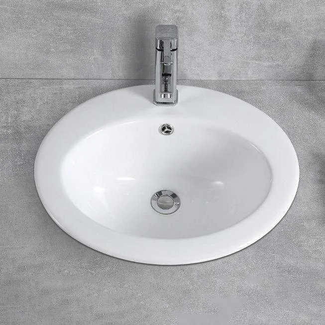 Traditional Wash Stand Oval Shape Porcelain with Pop-Up Drain Vessel Bathroom Sink -Bathlova