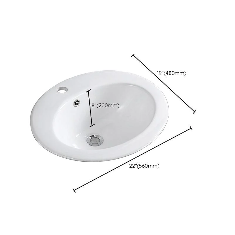 Traditional Wash Stand Oval Shape Porcelain with Pop-Up Drain Vessel Bathroom Sink -Bathlova