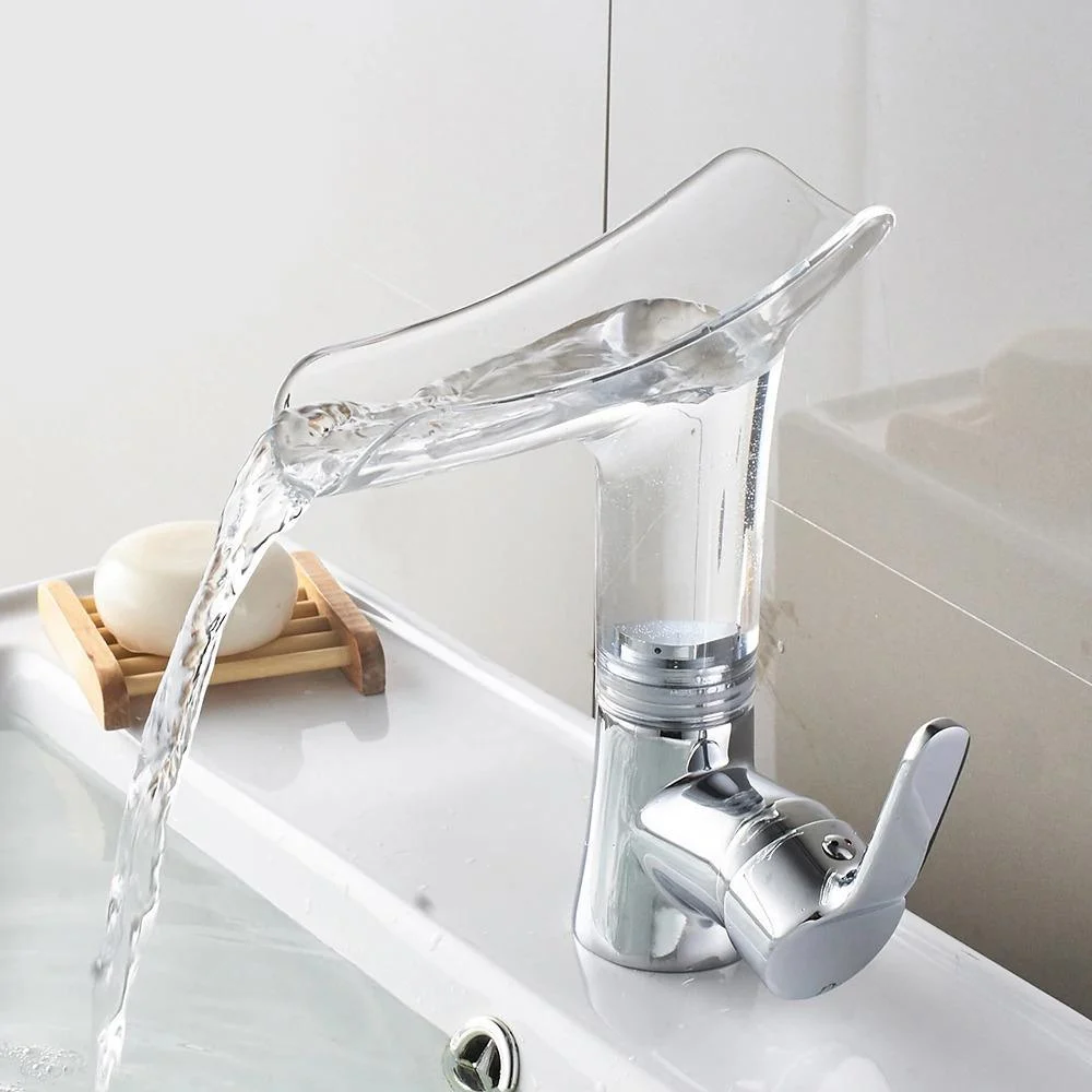 Transparent Deck Mounted Bathroom Basin Tap Mixer Tap -Bathlova