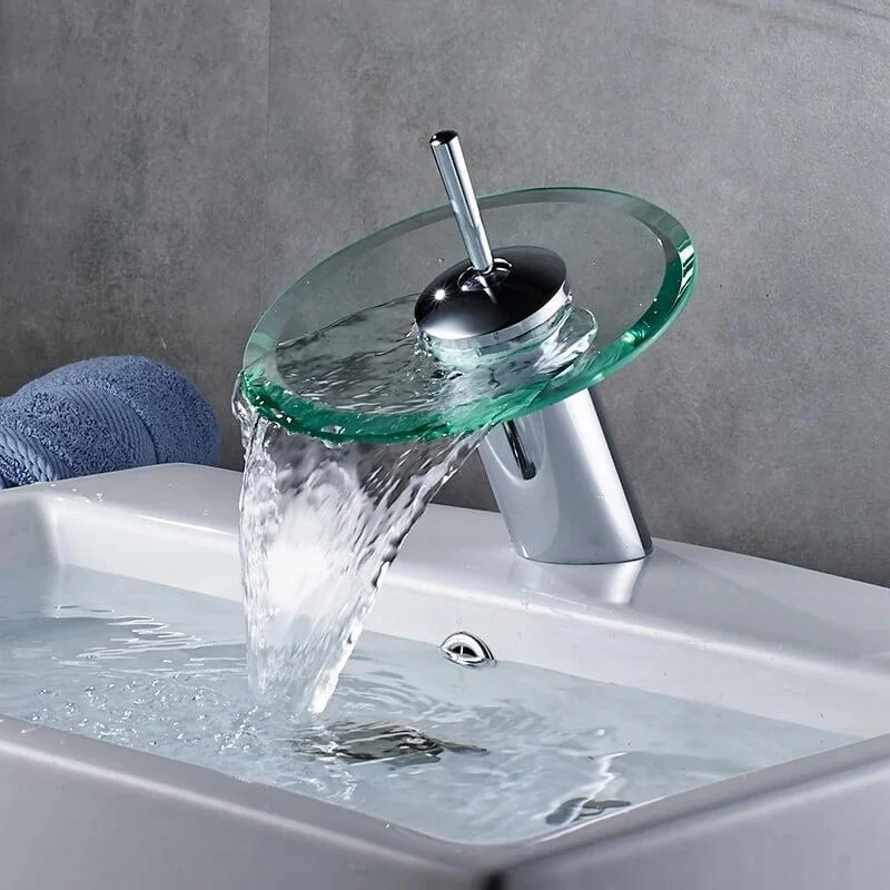 Transparent Waterfall Glass Bathtub Tap -Bathlova