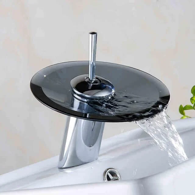 Transparent Waterfall Glass Bathtub Tap -Bathlova