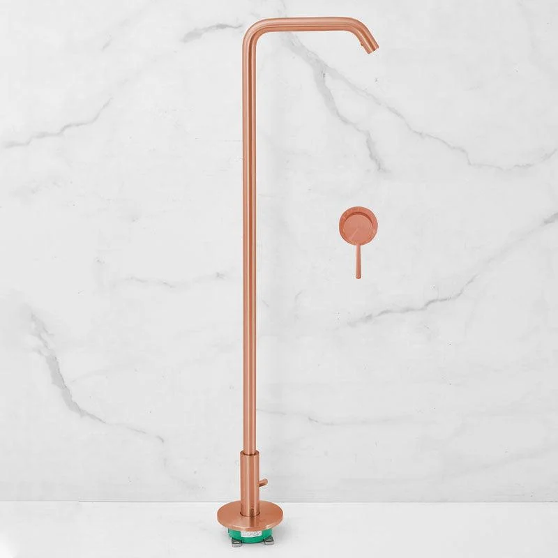 Tub Filler High Arc Handshower Lever Handle Copper Freestanding Tub Filler -Bathlova