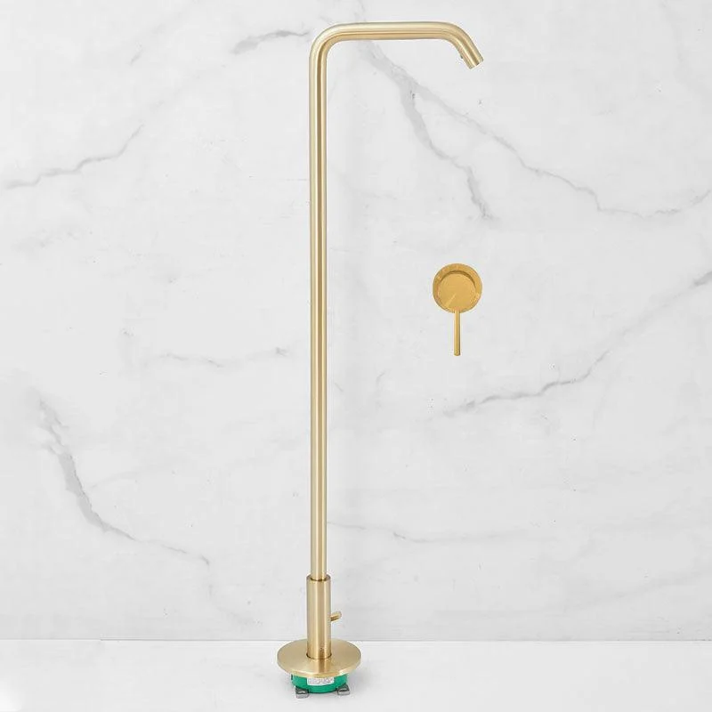 Tub Filler High Arc Handshower Lever Handle Copper Freestanding Tub Filler -Bathlova