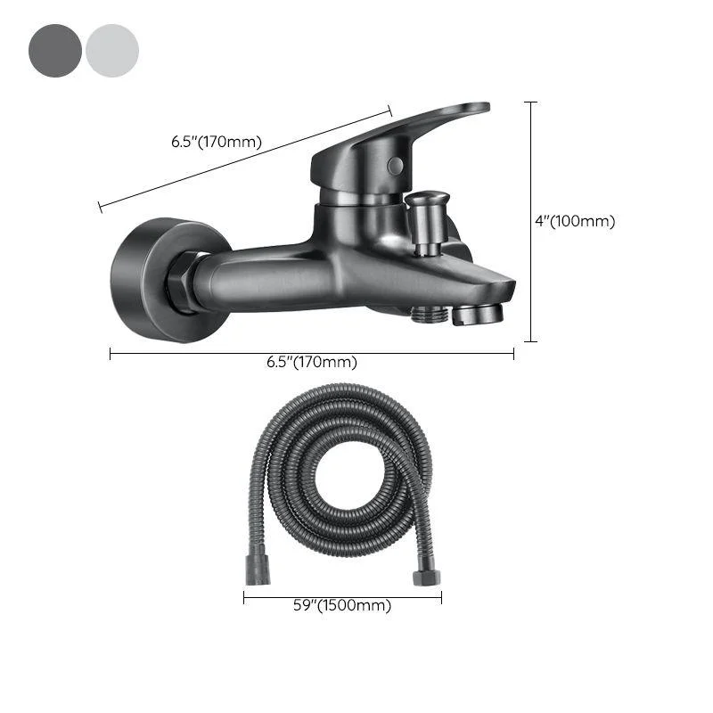 Tub Filler Wall Mount Handshower Single Lever Handle 2 Holes Low Arc Tub Tap with Hose -Bathlova