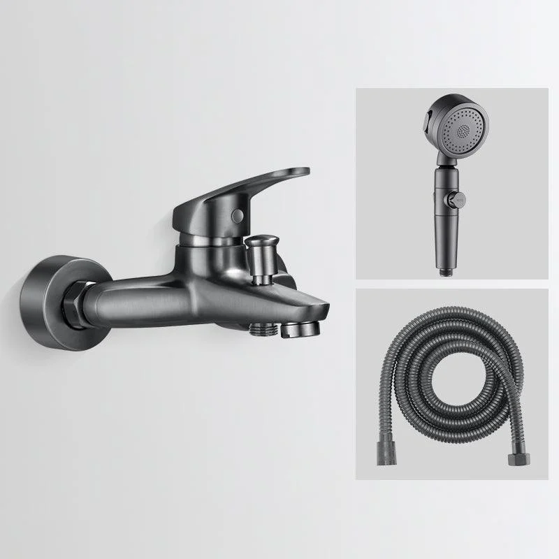 Tub Filler Wall Mount Handshower Single Lever Handle 2 Holes Low Arc Tub Tap with Hose -Bathlova