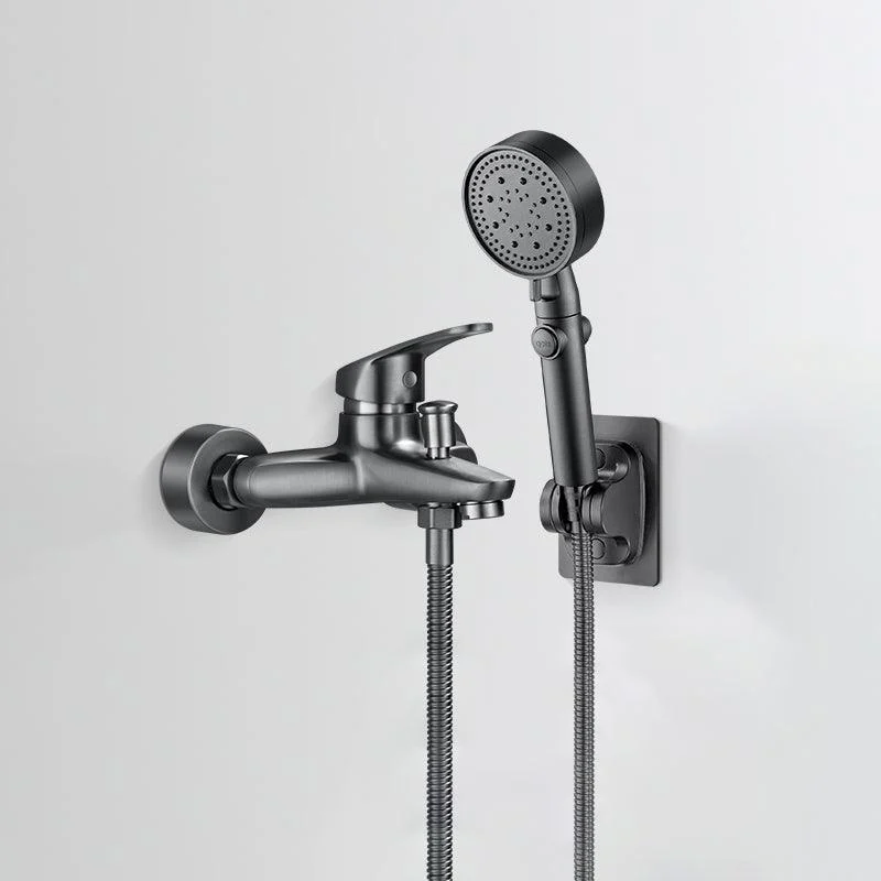 Tub Filler Wall Mount Handshower Single Lever Handle 2 Holes Low Arc Tub Tap with Hose -Bathlova