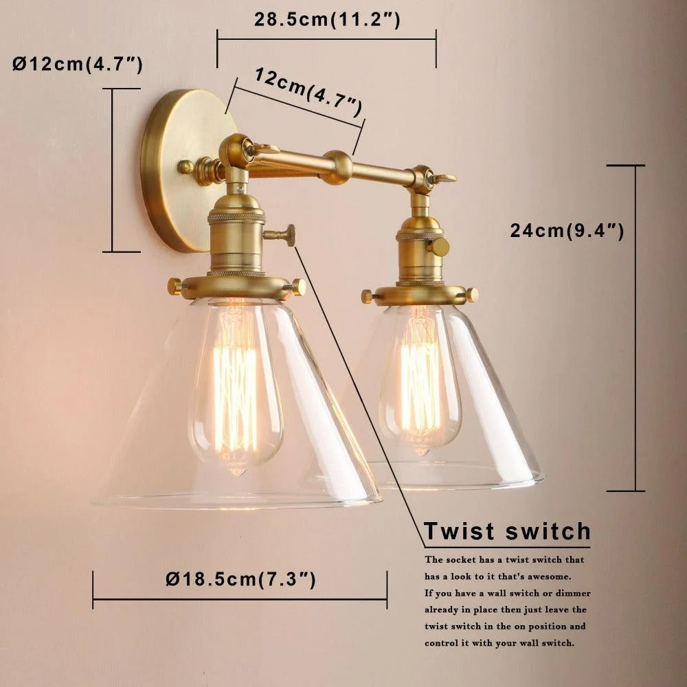 Two-Bulb Finley Vintage Wall Sconce -Bathlova