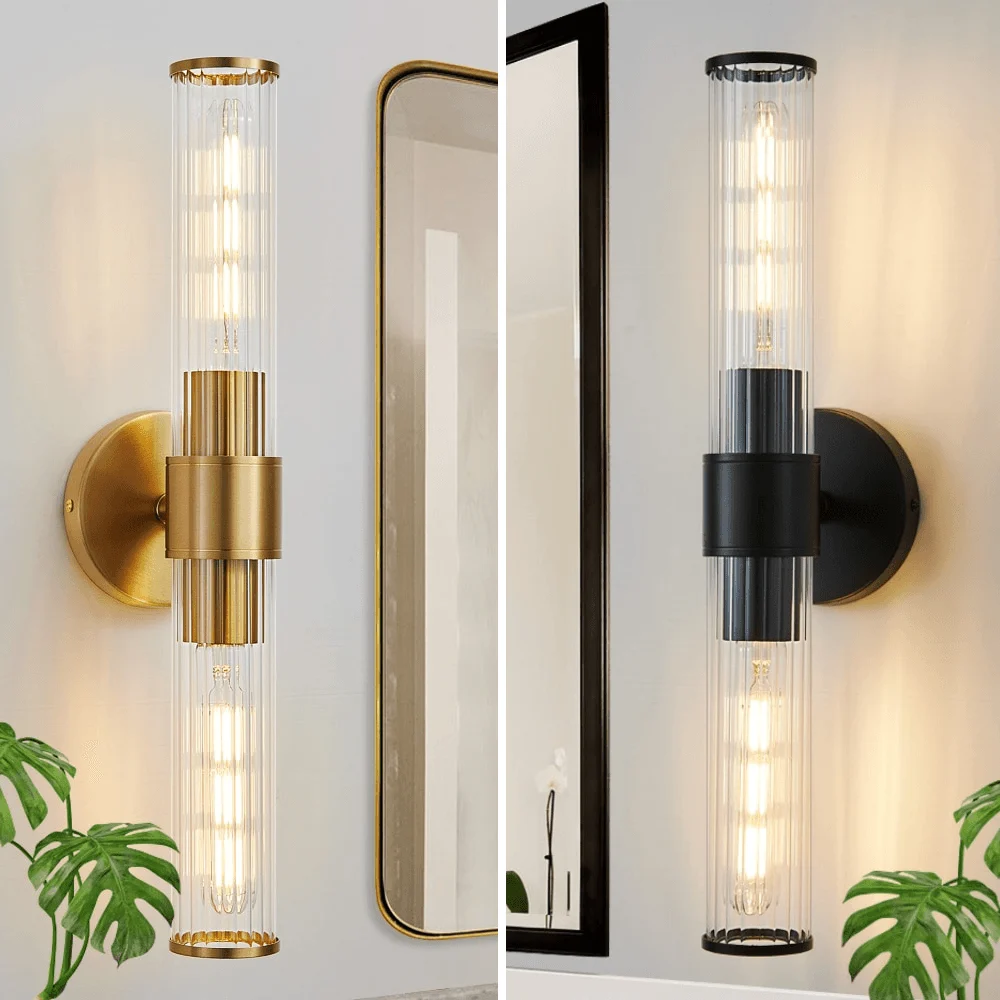 Two-Bulb Fluted Glass Wall/Vanity Sconce -Bathlova