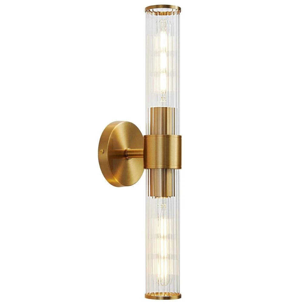 Two-Bulb Fluted Glass Wall/Vanity Sconce -Bathlova