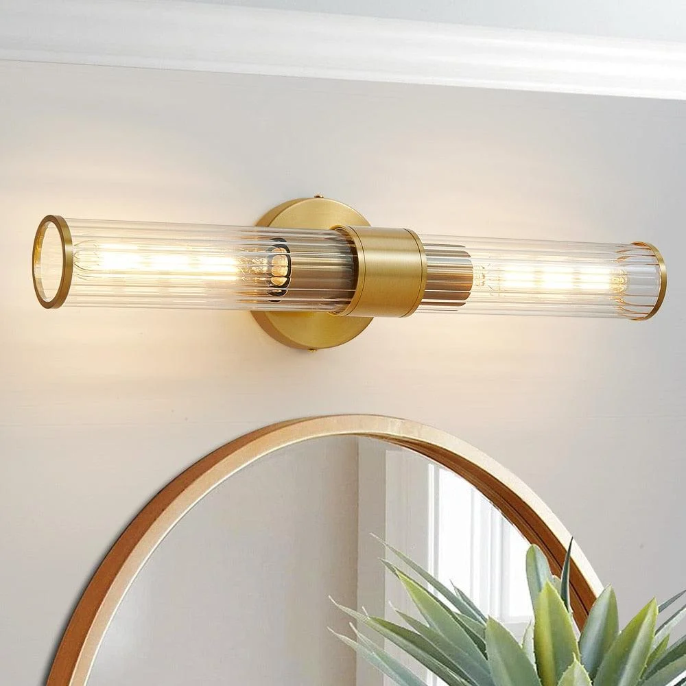 Two-Bulb Fluted Glass Wall/Vanity Sconce -Bathlova