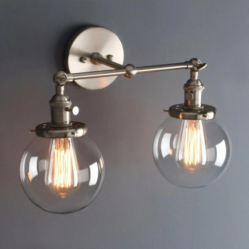 Two-Bulb Radley Glass Globe Wall Sconce -Bathlova