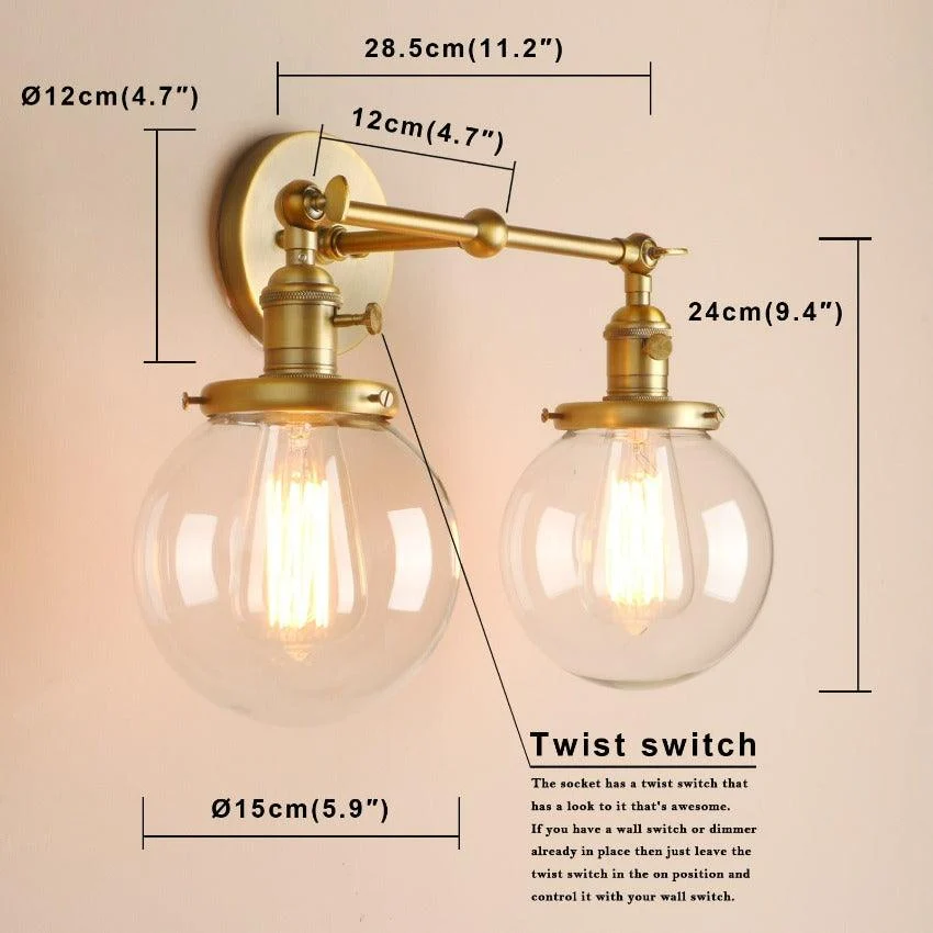 Two-Bulb Radley Glass Globe Wall Sconce -Bathlova