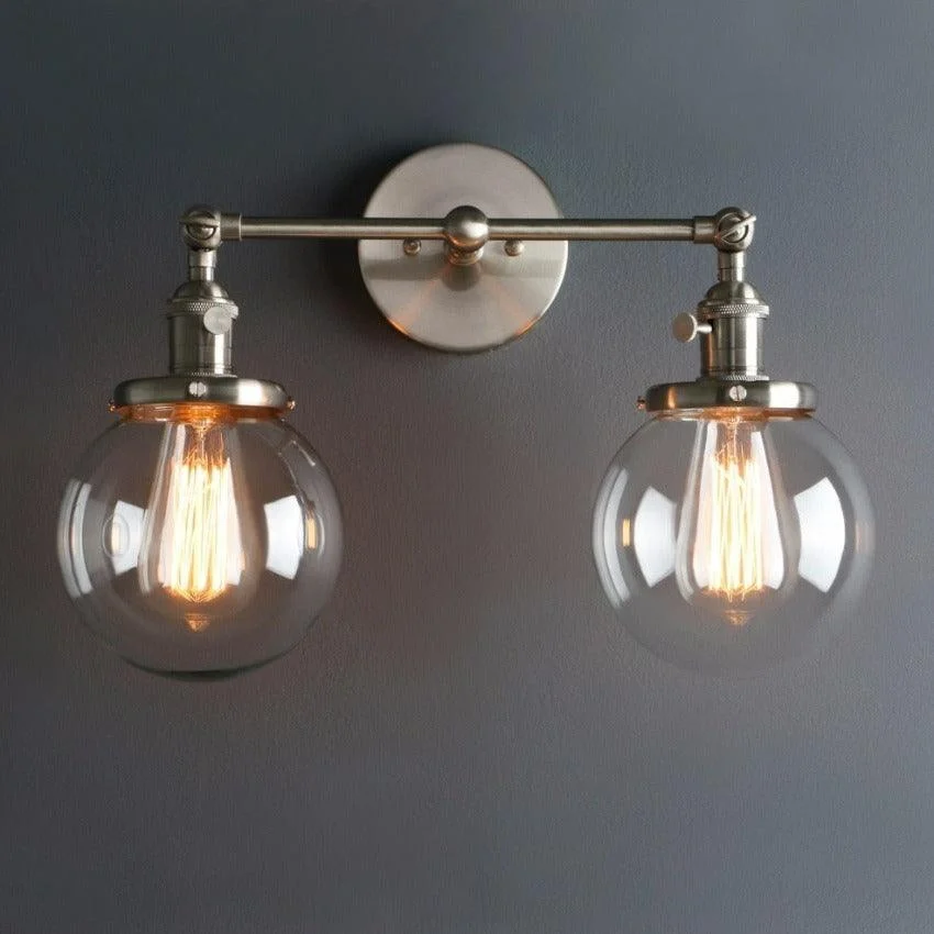 Two-Bulb Radley Glass Globe Wall Sconce -Bathlova