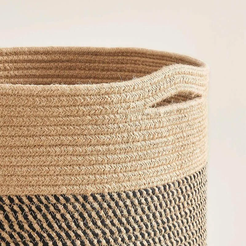 Two-toned Cotton Rope Laundry Basket -Bathlova