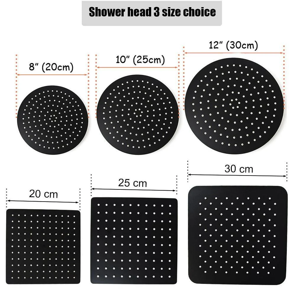 Ultrathin Rain Shower Head Wall & Ceiling Square & Round Shower head -Bathlova