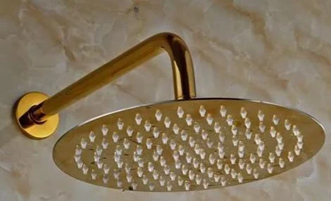 Ultrathin Stainless Steel Golden Colored Rainfall Type Shower Head with Wall Mount Shower Arm -Bathlova