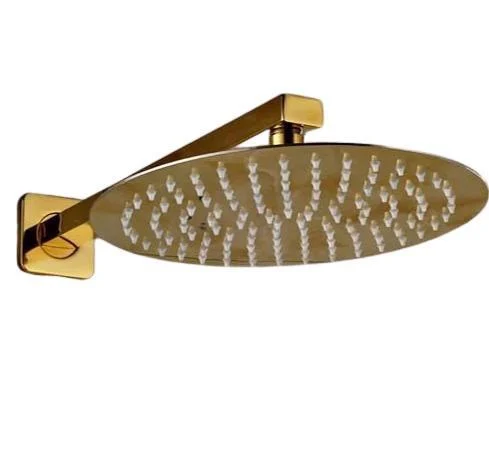 Ultrathin Stainless Steel Golden Colored Rainfall Type Shower Head with Wall Mount Shower Arm -Bathlova