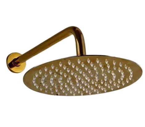 Ultrathin Stainless Steel Golden Colored Rainfall Type Shower Head with Wall Mount Shower Arm -Bathlova