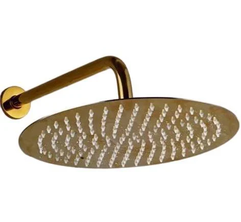 Ultrathin Stainless Steel Golden Colored Rainfall Type Shower Head with Wall Mount Shower Arm -Bathlova