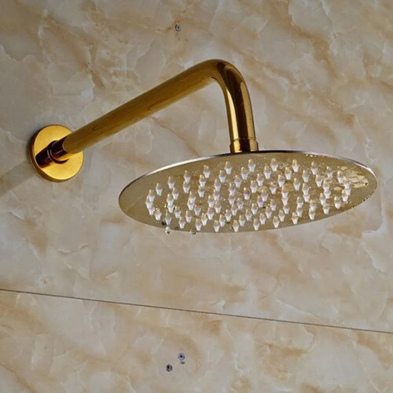 Ultrathin Stainless Steel Golden Colored Rainfall Type Shower Head with Wall Mount Shower Arm -Bathlova