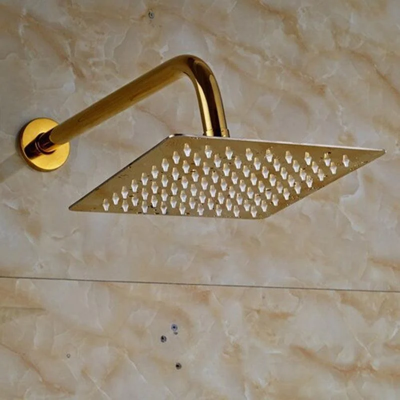 Ultrathin Stainless Steel Golden Colored Rainfall Type Shower Head with Wall Mount Shower Arm -Bathlova