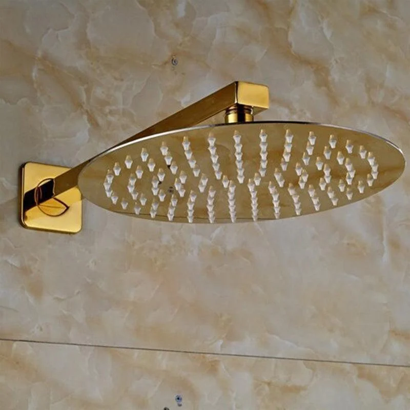 Ultrathin Stainless Steel Golden Colored Rainfall Type Shower Head with Wall Mount Shower Arm -Bathlova