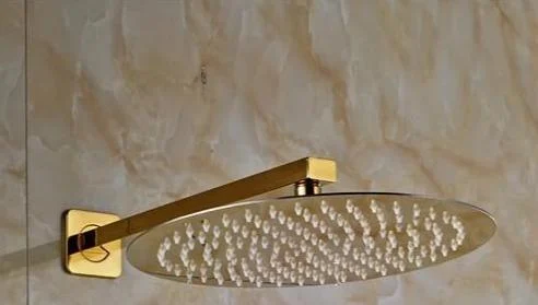 Ultrathin Stainless Steel Golden Colored Rainfall Type Shower Head with Wall Mount Shower Arm -Bathlova