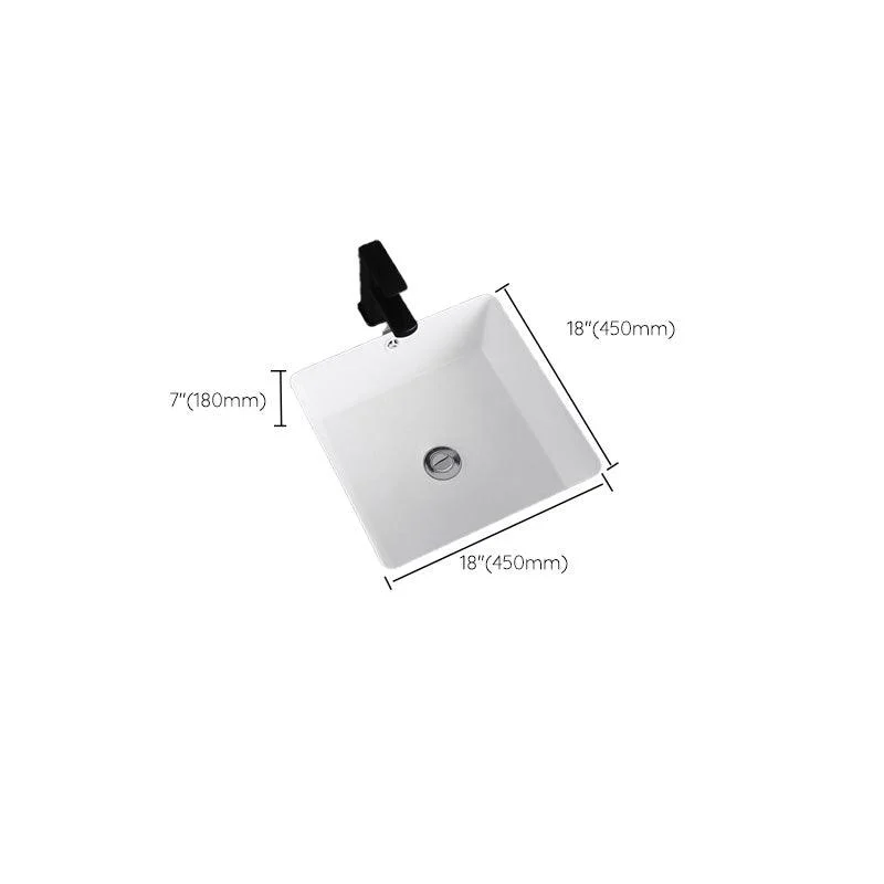 Undermount Bathroom Sink Square Overflow Drain Assemble Sink with Tap -Bathlova