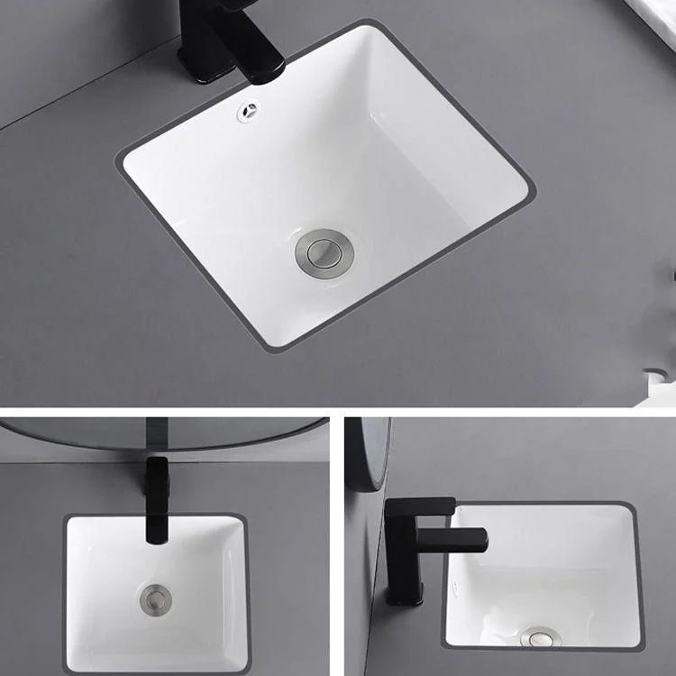 Undermount Bathroom Sink Square Overflow Drain Assemble Sink with Tap -Bathlova